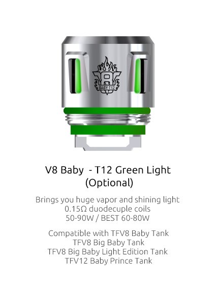 SMOK V8 Baby T12 Green Light 0.15 ohm coil