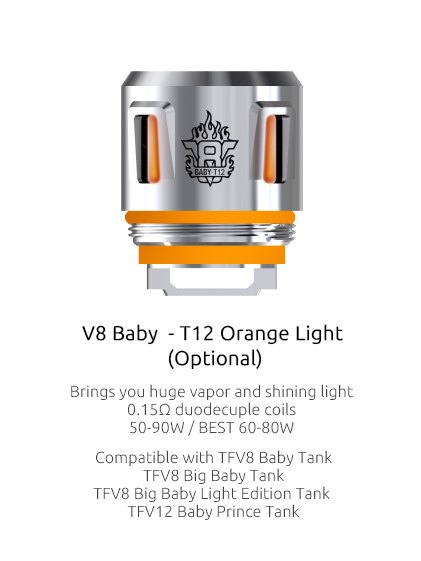 SMOK V8 Baby T12 Orange Light 0.15 ohm coil