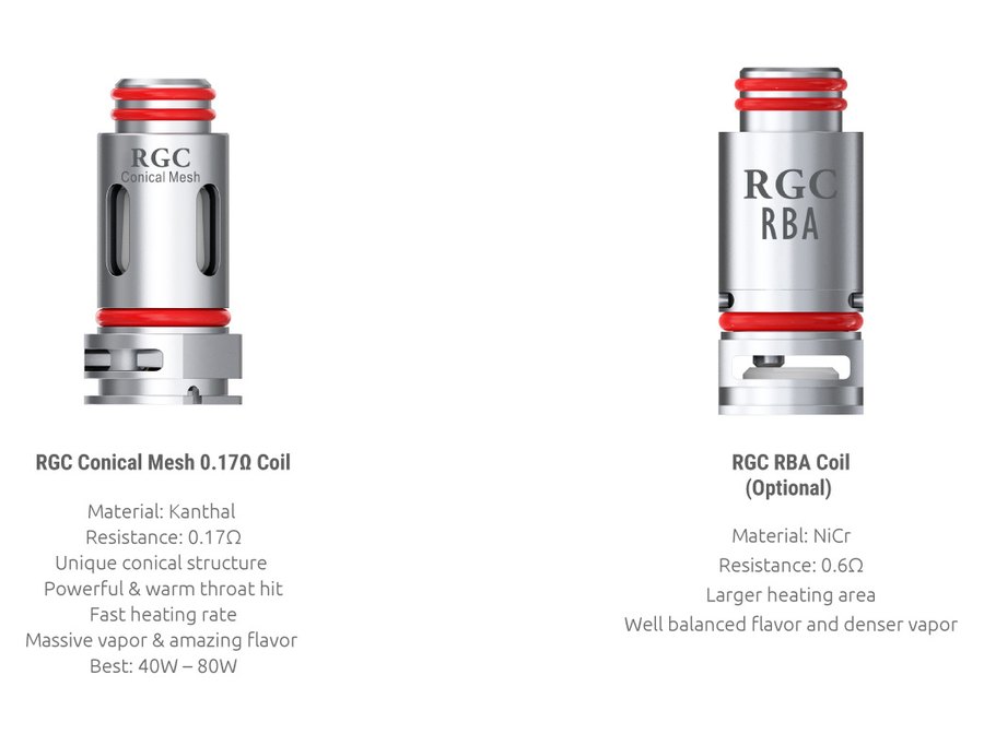 SMOK RGC Conical Mesh 0.17 ohm coil and RGC RBA coil
