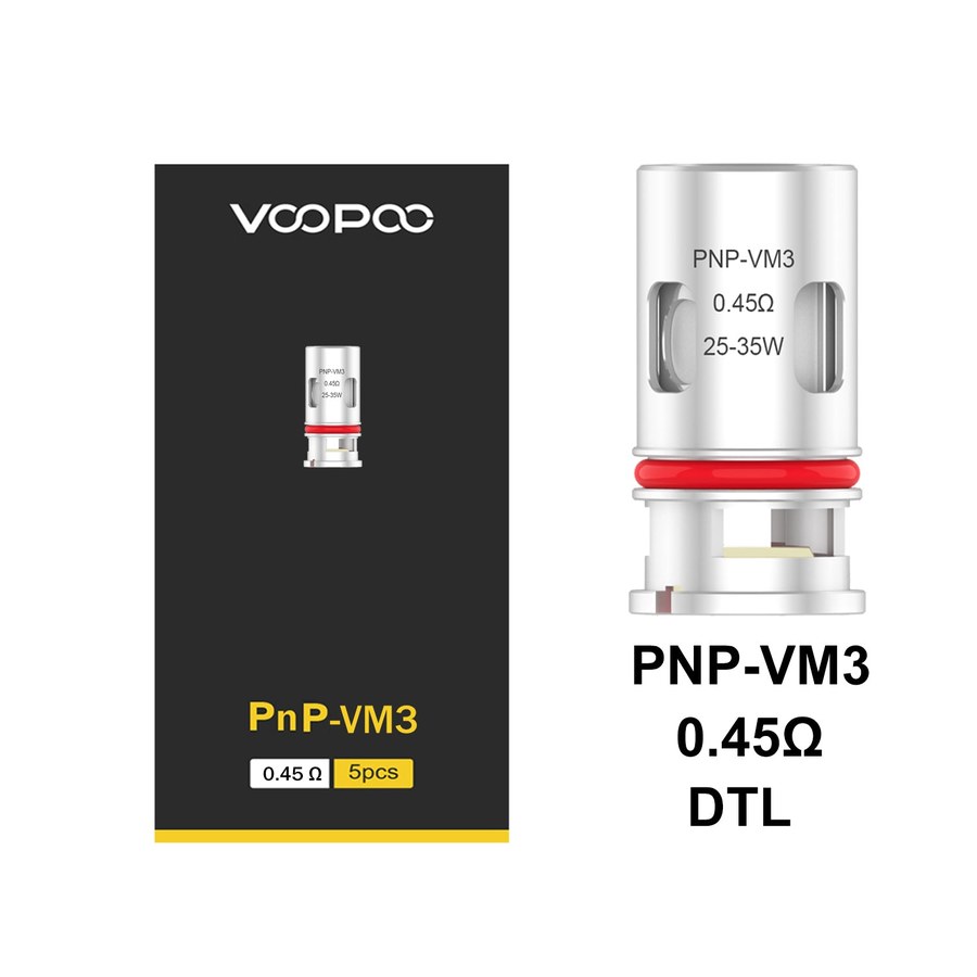 VOOPOO PnP-VM3 0.45 ohm replacement coil with its 5-pack box