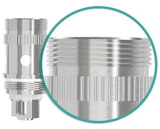 Close-up of the threaded top of an Eleaf EC coil head