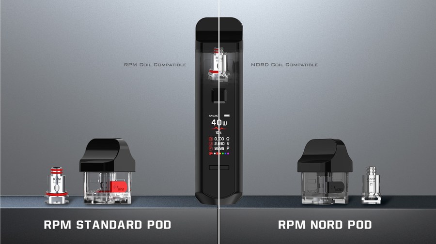 SMOK RPM Nord pod beside the RPM standard pod for the RPM40