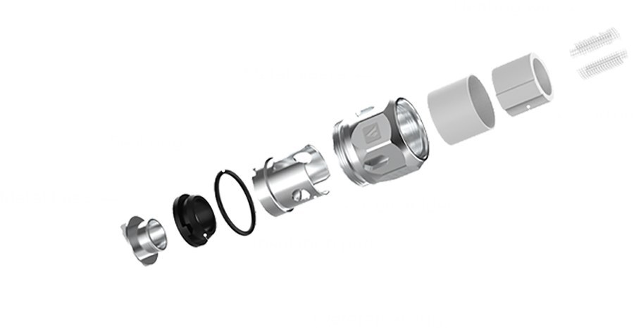 Exploded view of a Vaporesso GT core coil