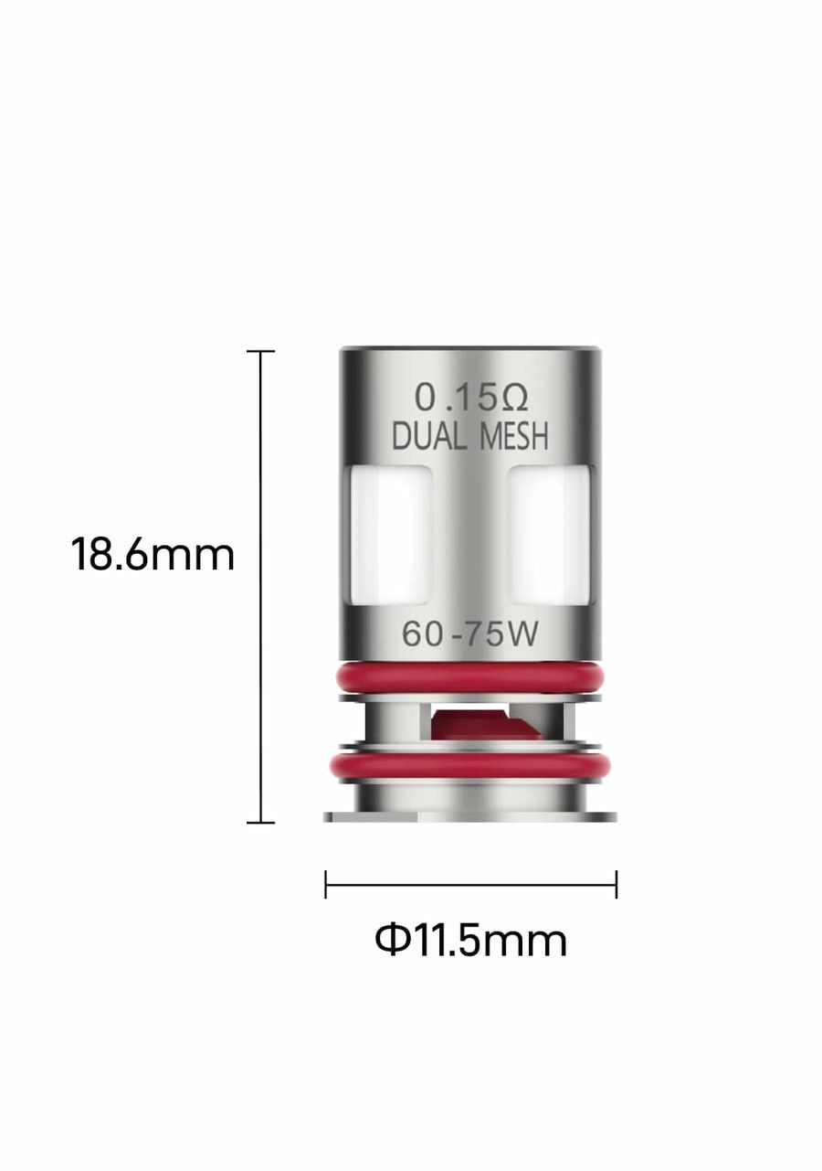 Vaporesso GTX 0.15 ohm dual mesh coil with dimensions