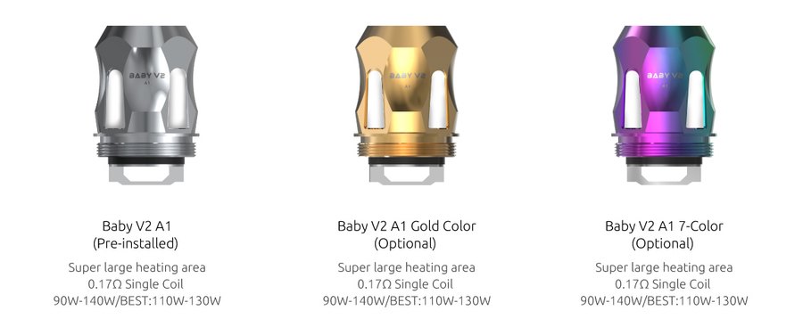SMOK TFV Mini V2 A1 0.17 ohm single coil in steel, gold and 7-colour