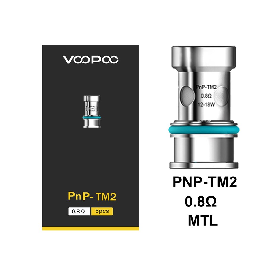 VOOPOO PnP-TM2 0.8 ohm replacement coil with its 5-pack box