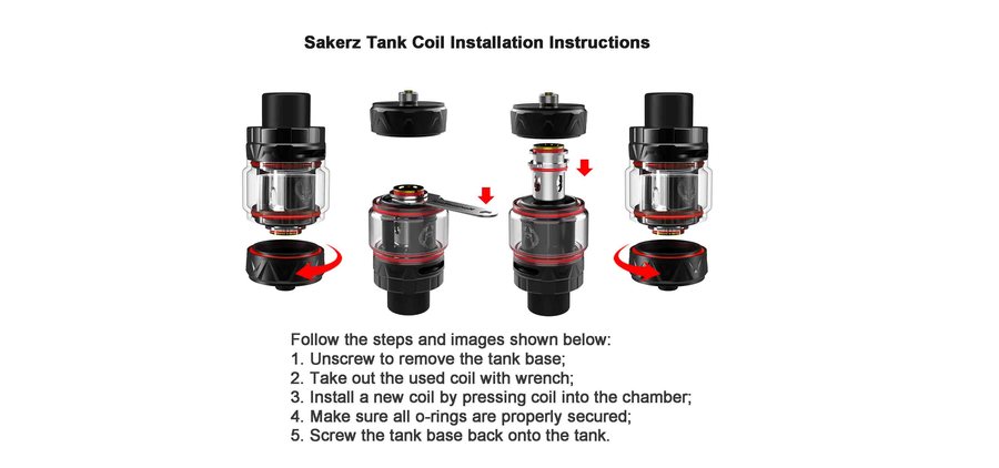 How to change a Sakerz coil: unscrew the base, pull the old coil, press in a new one