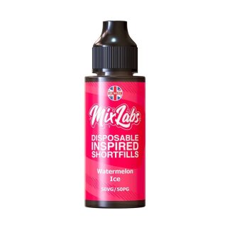 Watermelon Ice Mix Labs Shortfill 100ml blends juicy watermelon with a crisp icy finish in a smooth 50/50 mix. Ideal for pod kits and MTL devices.