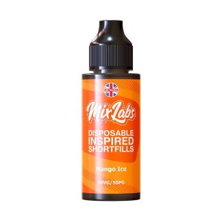 Mango Ice Mix Labs Shortfill 100ml blends juicy mango with a smooth icy finish in a 50/50 mix. Ideal for pod kits and MTL devices.