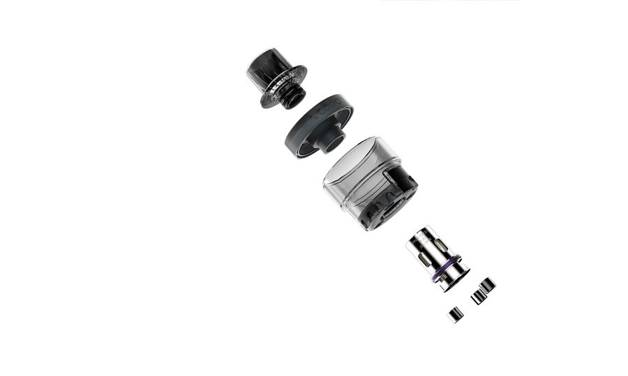 VOOPOO PnP Pod II taken apart: drip tip, pod and PnP coil