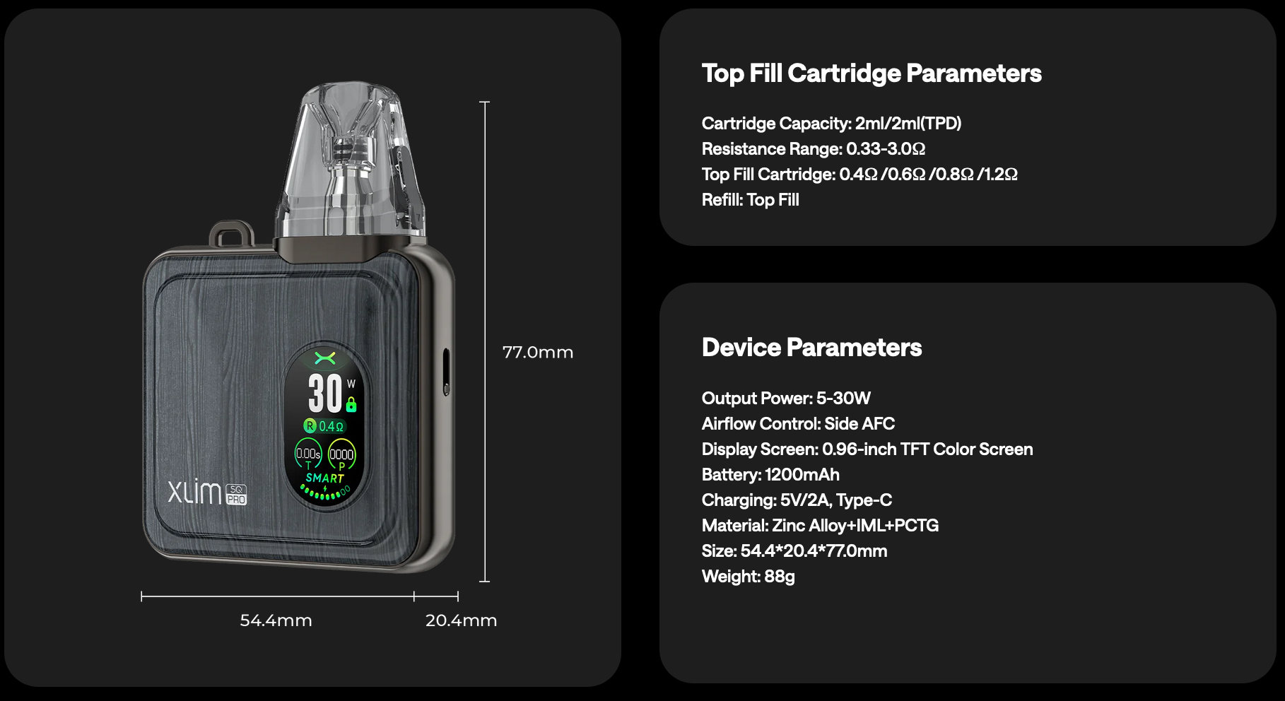 oxva xlim SQ pro specifications