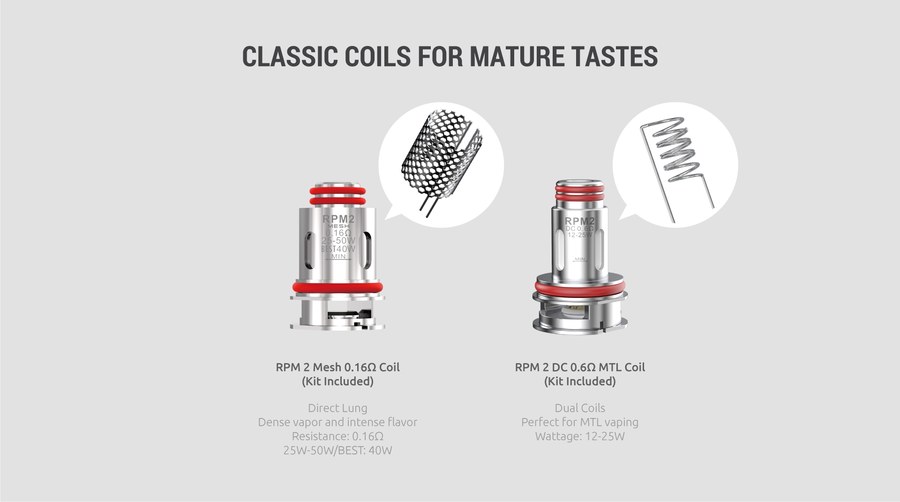 SMOK RPM 2 Mesh 0.16 ohm and RPM 2 DC 0.6 ohm MTL coils