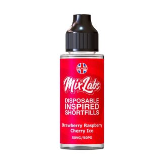 Strawberry Raspberry Cherry Ice Mix Labs Shortfill 100ml blends strawberry, raspberry and cherry with an icy finish in a smooth 50/50 mix. Ideal for pod kits and MTL devices. Nic‑shot ready.
