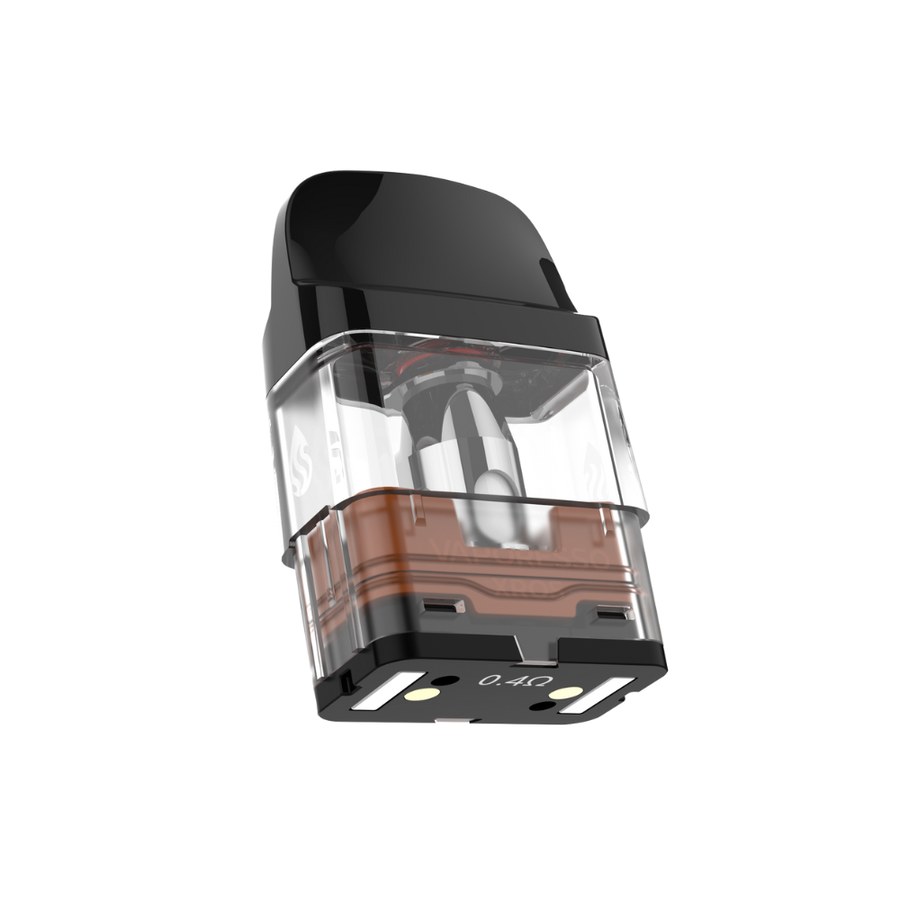 Underside of the Vaporesso XROS 0.4 ohm pod showing its contacts and resistance marking