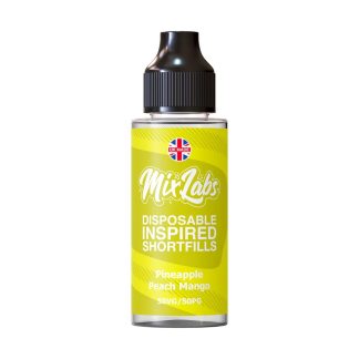 Pineapple Peach Mango Mix Labs Shortfill 100ml blends pineapple, peach and mango in a smooth 50/50 mix. Ideal for pod kits and MTL devices. Nic‑shot ready and great value.