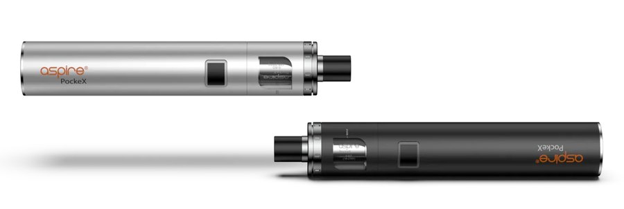 Aspire PockeX all-in-one vape pens in stainless steel and black