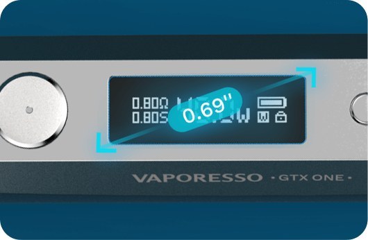 Vaporesso GTX One 0.69 inch OLED screen
