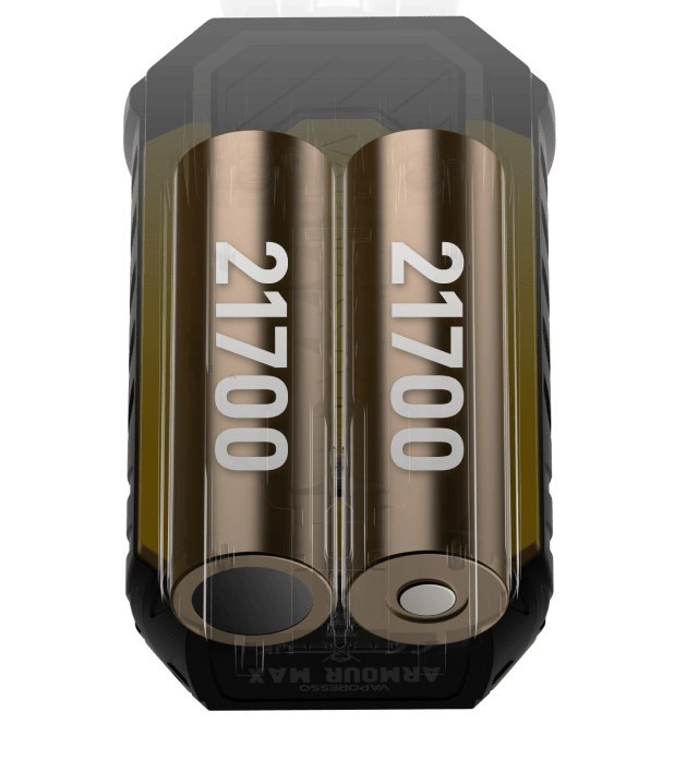 Vaporesso ARMOUR MAX takes two 21700 batteries