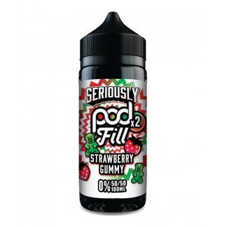 Strawberry Gummy Doozy 100ml Shortfill – sweet gummy candy and juicy strawberry in a smooth 50/50 pod‑friendly blend. Nic‑shot ready. Shop Pod Fill 2 at White Vape Co.