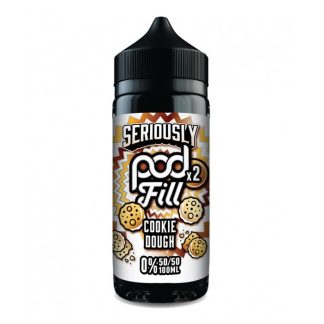 Cookie Dough Pod Fill 2 is a warm, buttery 100ml bakery shortfill from the Seriously Pod Fill range. A 50/50 blend designed for pod kits, MTL and RDL vaping, delivering rich cookie dough flavour with vanilla sweetness. Nic‑shot ready and made in the UK by Doozy Vape Co.