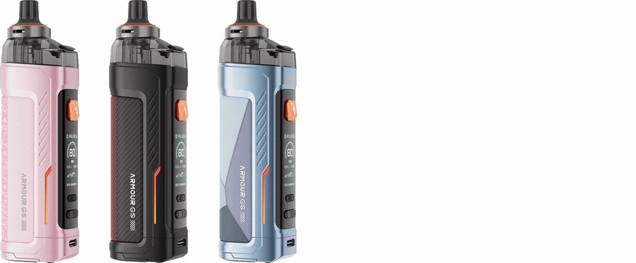 Vaporesso ARMOUR GS in Pink Leopard, Racing Blackfire and Puzzle Aqua
