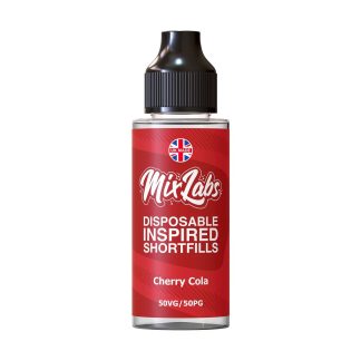 Cherry Cola Mix Labs Shortfill 100ml blends fizzy cola with sweet cherry in a smooth 50/50 mix. Perfect for pod kits and MTL devices. Nic‑shot ready and great value.