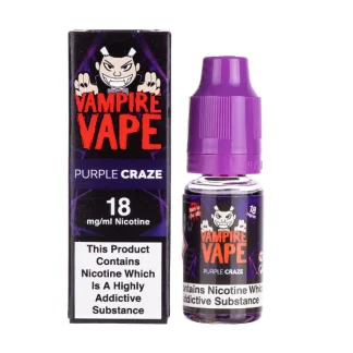 Purple Craze Vampire Vape 10ml eLiquid fuses Heisenberg and Pinkman into one fruity, cool blend. UK‑made, TPD compliant and ideal for starter kits and pod kits. Explore Purple Craze nic salts and shortfills today.