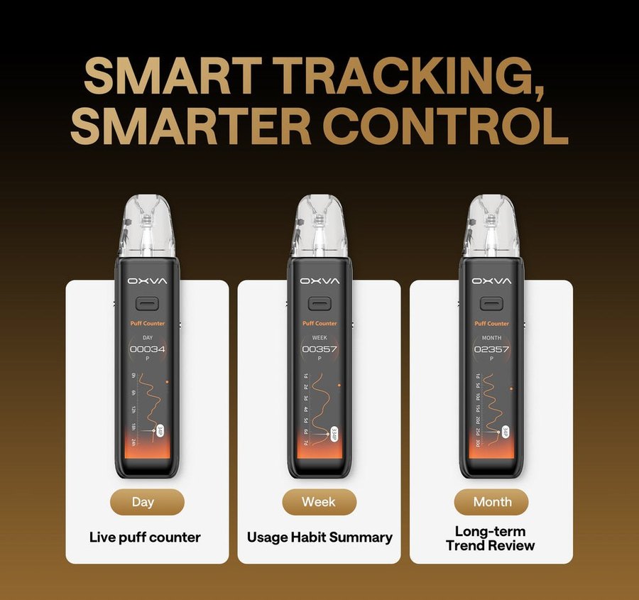 OXVA XLIM 3 Ultra puff counter and usage tracking