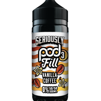 Vanilla Coffee Doozy Pod Fill 3 is a smooth, creamy 100ml shortfill blending roasted coffee with soft vanilla. Part of the Seriously Pod Fill range, this 50/50 dessert blend is perfect for pod kits, MTL and RDL vaping. Nic‑shot ready and made in the UK by Doozy Vape Co.