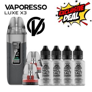vaporesso luxe x3 bundle kit with nic salts and pods