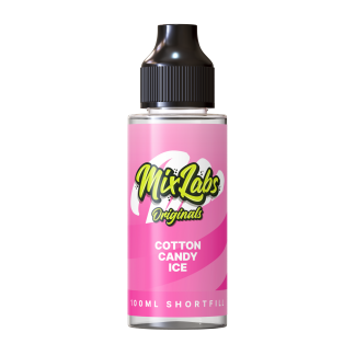Cotton Candy Ice Mix Labs Shortfill 100ml delivers sweet cotton candy with a refreshing icy finish in a smooth 50/50 blend. Ideal for pod kits and MTL devices. Nic‑shot ready and great value.