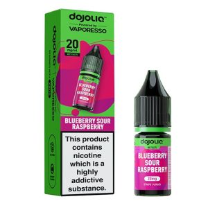 Blueberry Sour Raspberry DOJOLIQ Nic Salts by Vaporesso blends sweet blueberry with tangy sour raspberry for a bold berry vape. Explore the full DOJOLIQ nic salt range at White Vape Co.