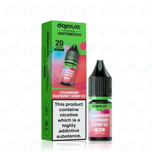 Discover Strawberry Raspberry Cherry Ice DOJOLIQ Nic Salts by Vaporesso — a bold triple‑berry blend with a cool icy finish. Explore the full DOJOLIQ nic salt range and flavour table at White Vape Co.