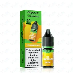 Discover Ten Tangerines DOJOLIQ Nic Salts by Vaporesso — a bright, zesty mandarin and tangerine citrus blend designed for pod kits. Explore the full DOJOLIQ nic salt range and flavour table at White Vape Co.