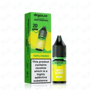 Discover Triple Mango DOJOLIQ Nic Salts by Vaporesso — a bold, layered tropical mango blend designed for pod kits. Explore the full DOJOLIQ nic salt range and flavour table at White Vape Co.