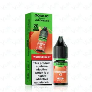 Discover Watermelon Ice DOJOLIQ Nic Salts by Vaporesso — a refreshing watermelon and ice blend designed for pod kits. Explore the full DOJOLIQ nic salt range, flavour table, and product details at White Vape Co.