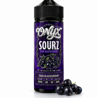 Shop Onyx Sourz Sour Blackcurrant 60/40 VG/PG shortfill e-liquid – a rich dark berry sour blend for pod kits and MTL tanks. Genuine UK stock, rewards and price match at White Vape Co.