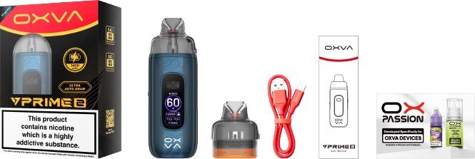 What is in the box: OXVA VPRIME 2 UK kit contents