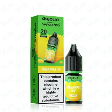 Discover Pineapple Ice DOJOLIQ Nic Salts by Vaporesso — a sweet tropical pineapple blend with a cool icy finish. Explore the full DOJOLIQ nic salt range and flavour table at White Vape Co.